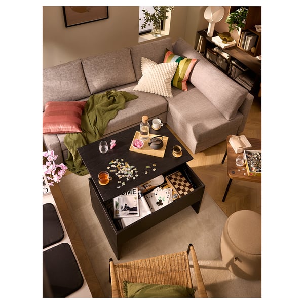 ÖSTAVALL Table basse réglable, noir, 90 cm