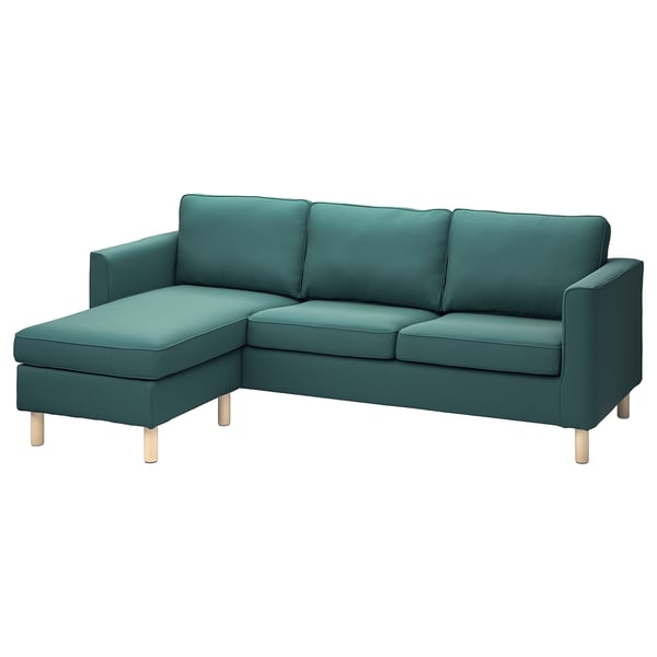 PÄRUP Housse canapé 3 pl, avec méridienne/Kelinge gris turquoise