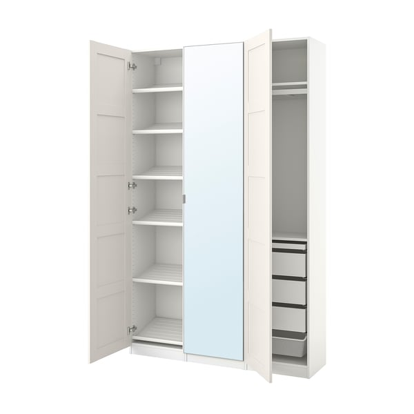 PAX / BERGSBO/ÅHEIM Combinaison armoire, blanc/miroir, 150x38x236 cm
