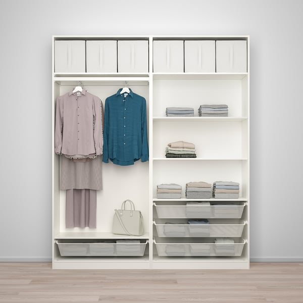 PAX / BERGSBO Combinaison armoire, blanc/miroir, 200x38x236 cm