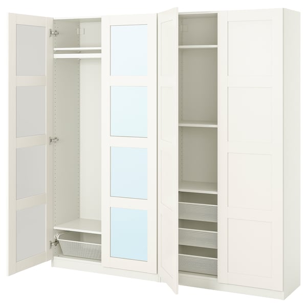 PAX / BERGSBO Combinaison armoire, blanc/miroir, 200x38x201 cm