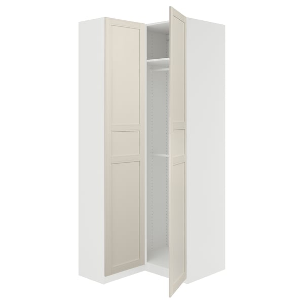 PAX / FLISBERGET Armoire d'angle, blanc/blanc cassé, 111/88x236 cm