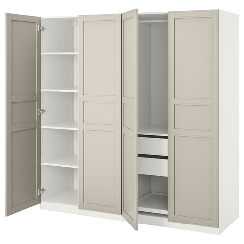 PAX / FLISBERGET Armoire-penderie, blanc/beige clair, 200x60x201 cm