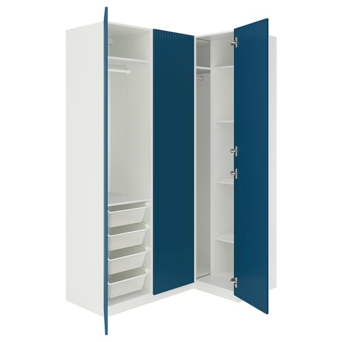 PAX / FYRUDDEN Armoire d'angle, blanc/bleu, 161/111x236 cm