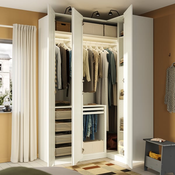 PAX / GULLABERG Armoire d'angle, blanc/blanc, 161/111x236 cm