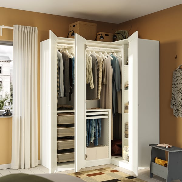 PAX / GULLABERG Armoire d'angle, blanc/blanc, 161/111x201 cm