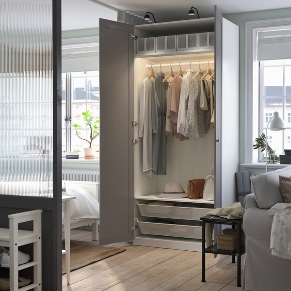 PAX / GULLABERG Combinaison armoire, blanc/gris, 100x60x236 cm