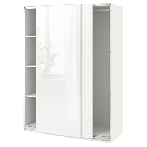 PAX / HASVIK Armoire-penderie, blanc/brillant/blanc, 150x66x201 cm
