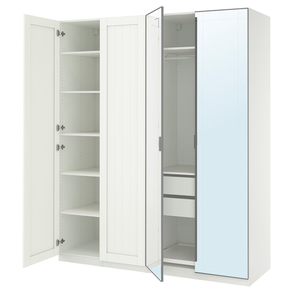 PAX / KAMMARTORP/GULLABERG Combinaison armoire, blanc miroir/gris blanc, 200x60x236 cm