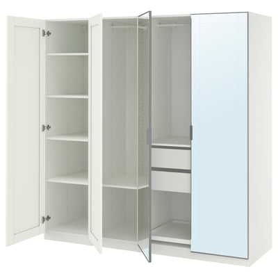 PAX / KAMMARTORP/GULLABERG Combinaison armoire, blanc miroir/gris blanc, 200x60x201 cm