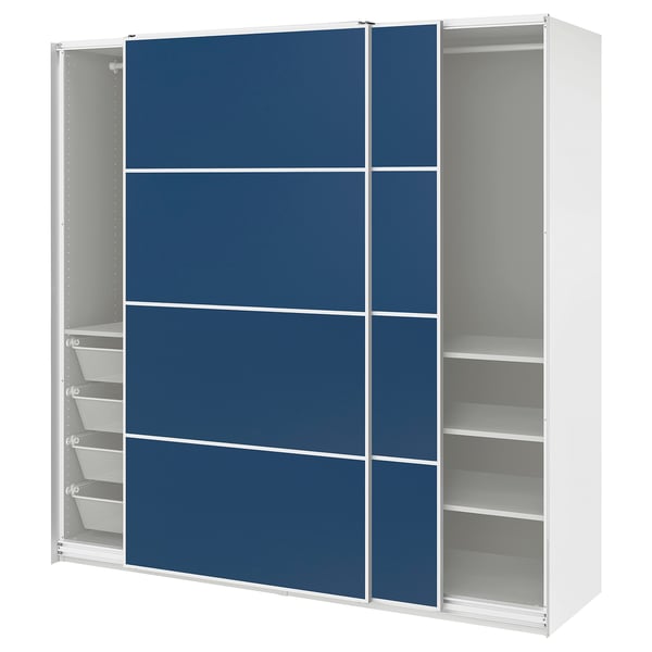 PAX / MEHAMN Armoire pte coul, blanc blanc/double face bleu, 200x66x201 cm