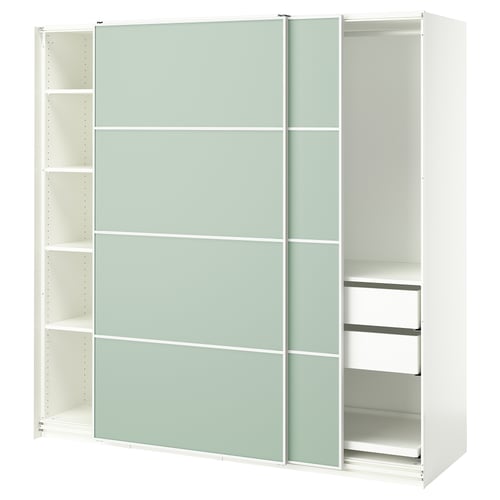 PAX / MEHAMN Armoire pte coul, blanc/double face vert clair, 200x66x201 cm