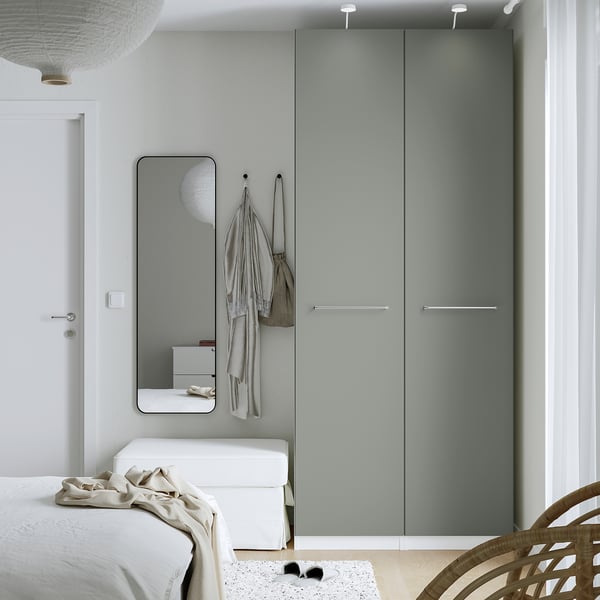 PAX / REINSVOLL Combinaison armoire, blanc/gris vert, 100x60x236 cm