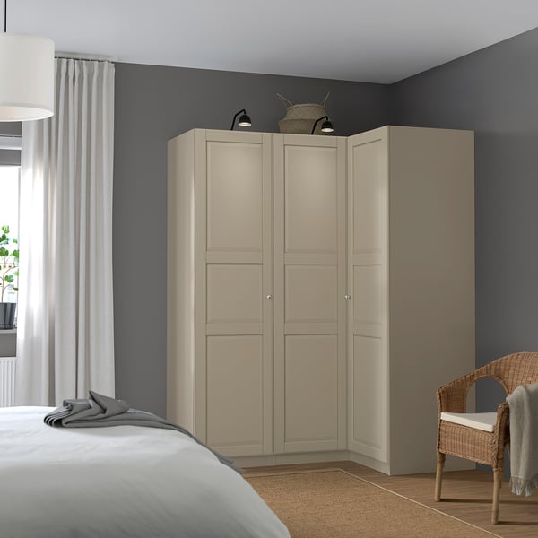 PAX / TYSSEDAL Armoire d'angle, gris-beige/gris-beige, 161/111x201 cm