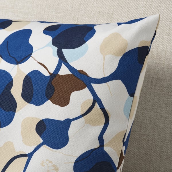 PERSIKOTRÄD Housse de coussin, bleu/feuille, 40x58 cm