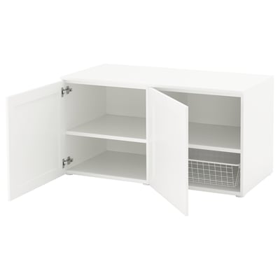 PLATSA Banc avec rangement, blanc/Sannidal blanc, 120x57x63 cm
