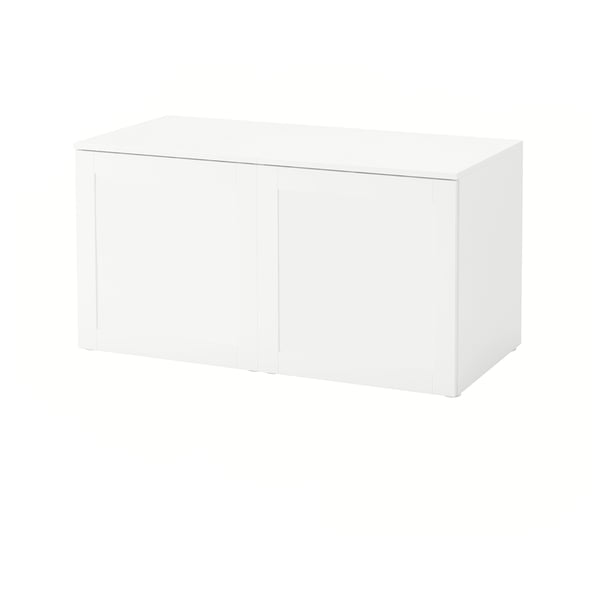PLATSA Banc avec rangement, blanc/Sannidal blanc, 120x57x63 cm