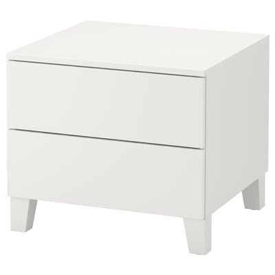 PLATSA Commode 2 tiroirs, blanc/Fonnes blanc, 60x57x53 cm