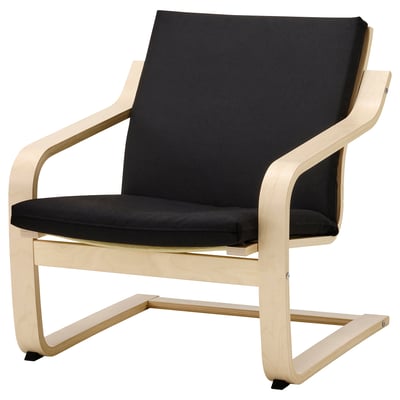 POÄNG Fauteuil dossier bas, écru/beige/Vissle noir