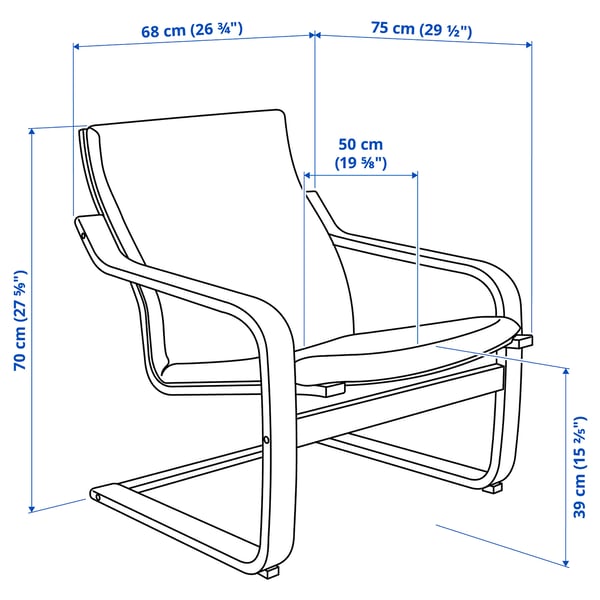 POÄNG Fauteuil dossier bas, écru/beige/Vissle noir