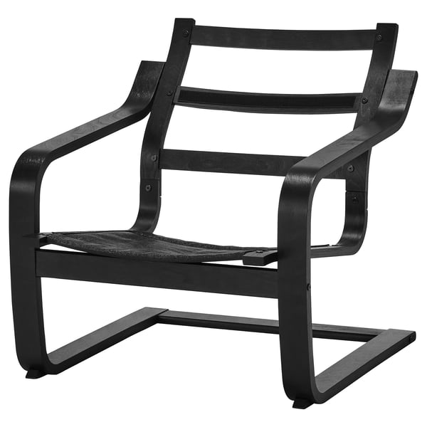 POÄNG Structure fauteuil, dossier bas, brun noir