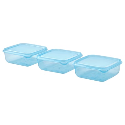 PRUTA Boîte de conservation av couvercle, bleu, 0.6 l