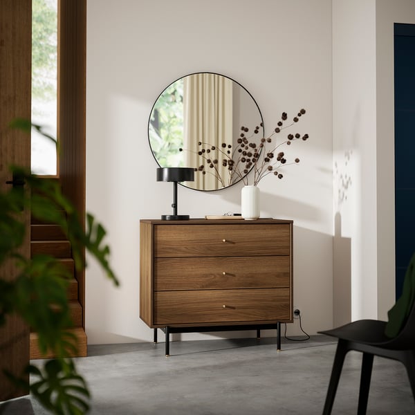 RÅDMANSÖ Commode 3 tiroirs, brun motif noyer, 90x48x81 cm