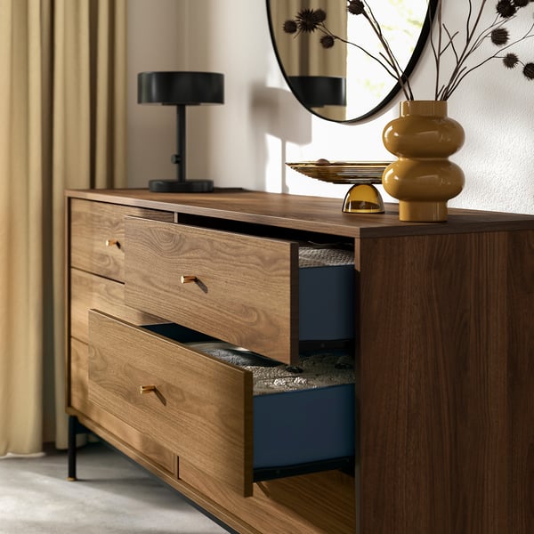 RÅDMANSÖ Commode 6 tiroirs, brun motif noyer, 159x48x81 cm