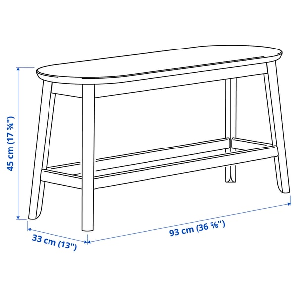 RÄVSTEN Banc, noir, 93 cm