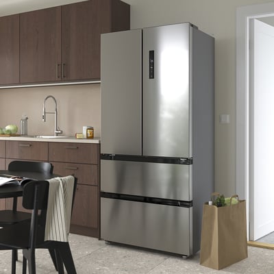 RIBBENÅS Réfrig/congélateur porte double, IKEA 700 indépendant/acier inoxydable, 347/169 l
