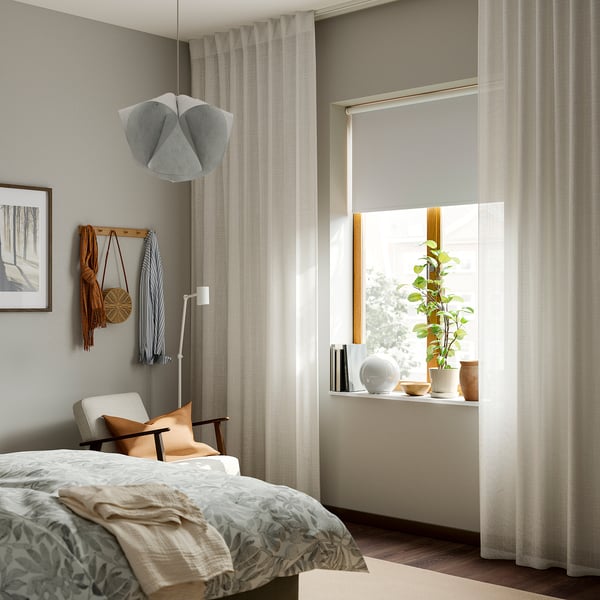 RITVA Rideaux+embrasses, 2 pcs, blanc/ruflette, 145x300 cm