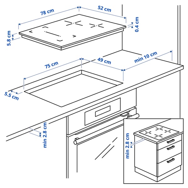 ROGESTAD Plaque de cuisson à induction, IKEA 500 noir, 78 cm
