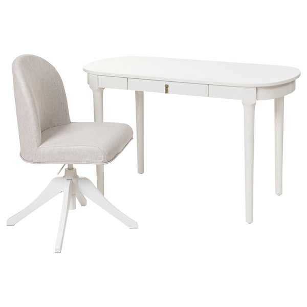 ROSENTORP Bureau et chaise, blanc/beige