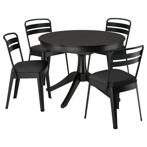 ROSENTORP / RAMSNÄS Table et 4 chaises, noir/noir, 110/155 cm