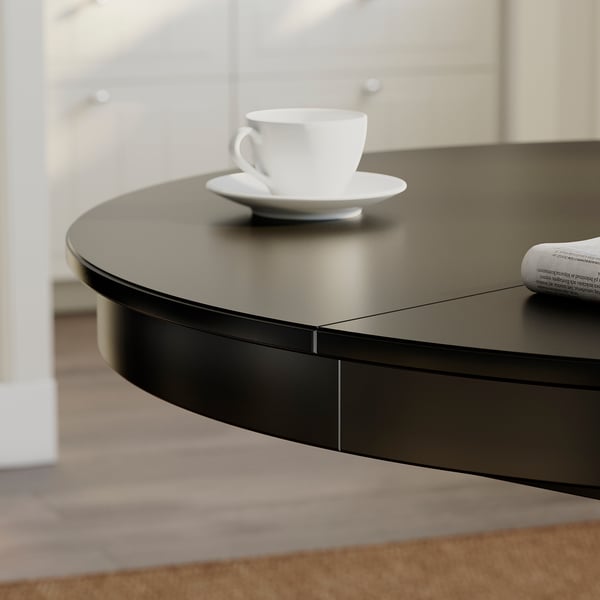 ROSENTORP Table extensible, noir, 110/155 cm