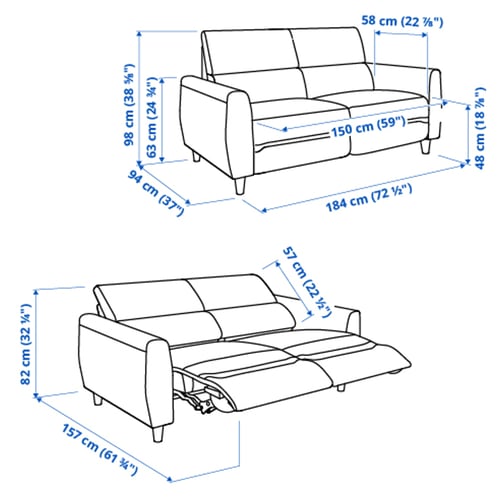 RULLERUM Canapé 2 pl avec relax électrique, Grann/Bomstad brun doré