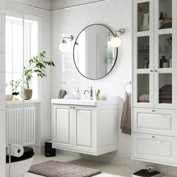 RUTSJÖN Vasque avec siphon, blanc, 82x49 cm