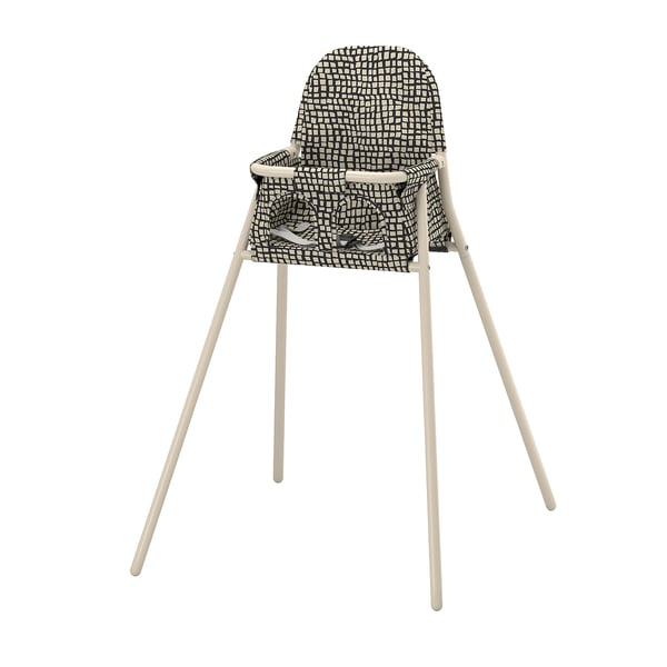 SANDKATT Structure chaise haute+tablette, beige/anthracite