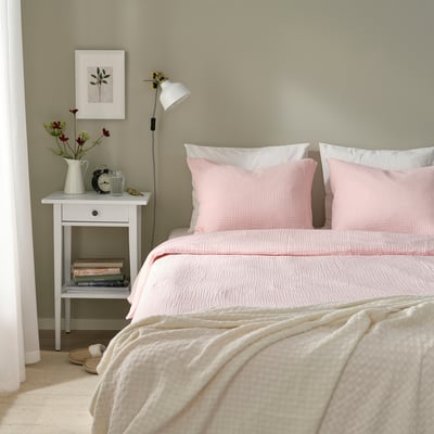 SCHERSMIN Housse de couette et 1 taie, rose pâle, 150x200/50x60 cm