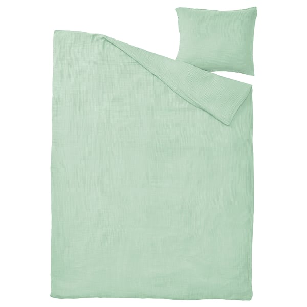 SCHERSMIN Housse de couette et 1 taie, vert pâle, 150x200/50x60 cm
