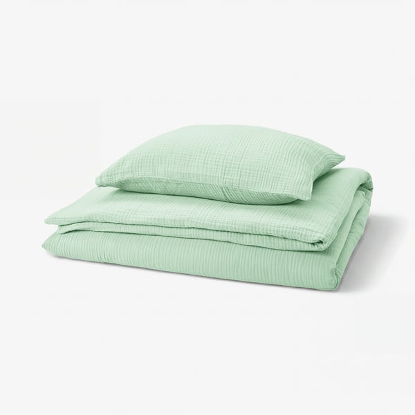 SCHERSMIN Housse de couette et 1 taie, vert pâle, 150x200/50x60 cm