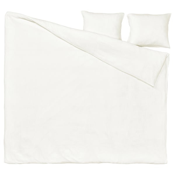 SCHERSMIN Housse de couette et 2 taies, blanc, 240x220/50x60 cm