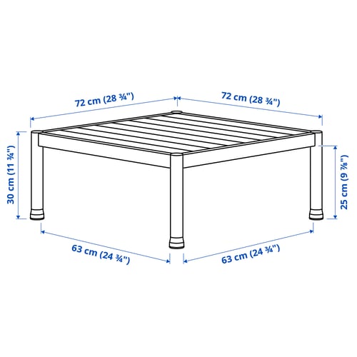 SEGERÖN Table basse, extérieur, blanc/beige, 73x73 cm