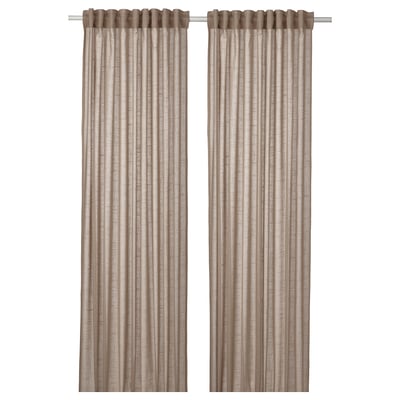 SILVERLÖNN Voilage, 2 pièces, beige/ruflette, 145x300 cm