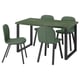 SKÅLSTA Table et 4 chaises, effet marbre gris-vert foncé en forme de U noir-gris/Knäbäck gris-vert profilé métal/noir-gris, 140x80 cm