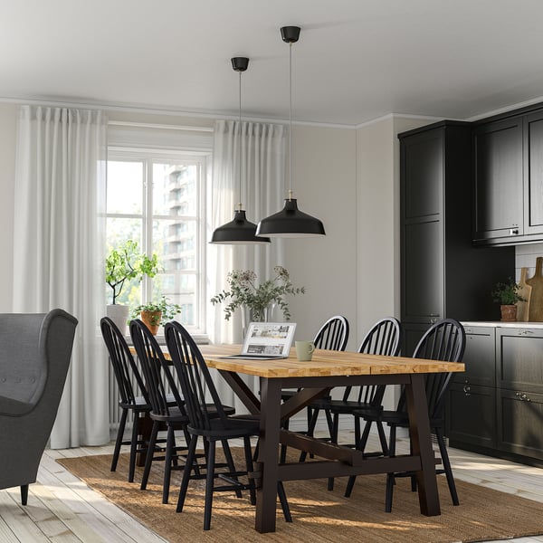 SKOGSTA / SKOGSTA Table et 6 chaises, acacia/noir, 235 cm