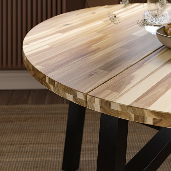 SKOGSTA Table, acacia/noir, 120 cm