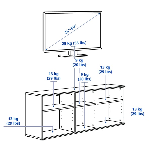 SKRUVBY Banc TV, blanc, 156x38x60 cm