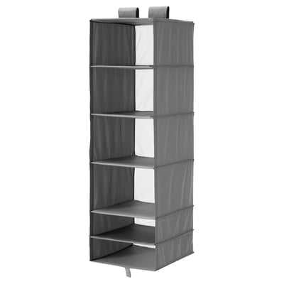 SKUBB Rangement à 6 compartiments, gris foncé, 35x45x125 cm