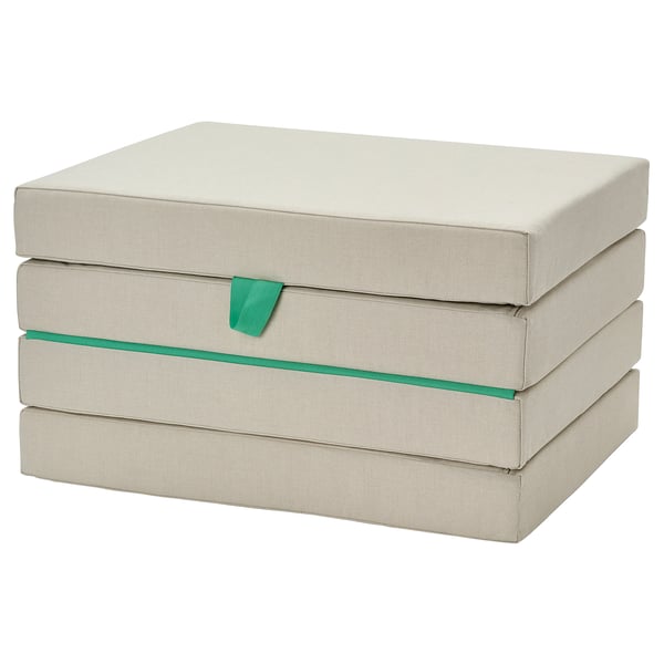 SLÄKT Pouf/matelas, pliable, Vissle beige/vert